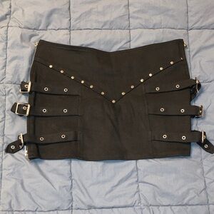 Rare Switchblade Stiletto black denim mini skirt sample